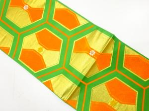 アンティーク　亀甲に花模様織り出し子供帯（材料）